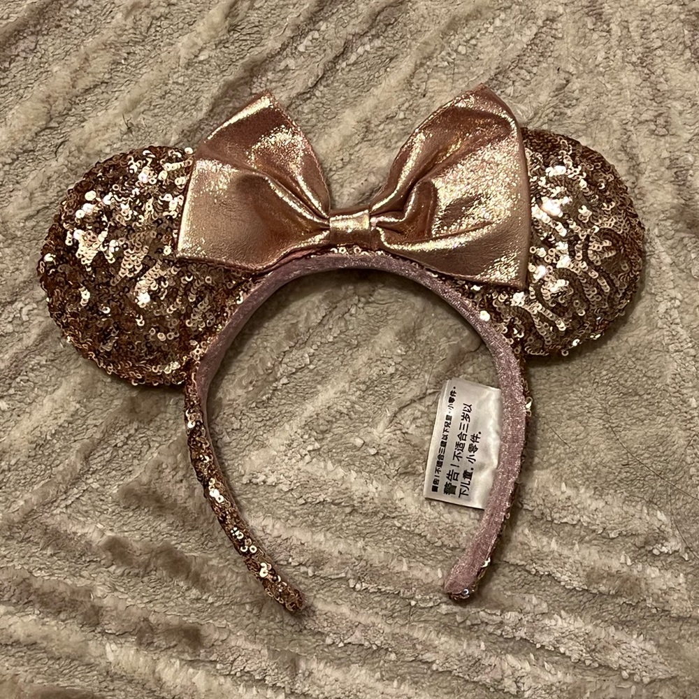 Disney Parks Mickey Ears in Rose Gold Pink Sequin